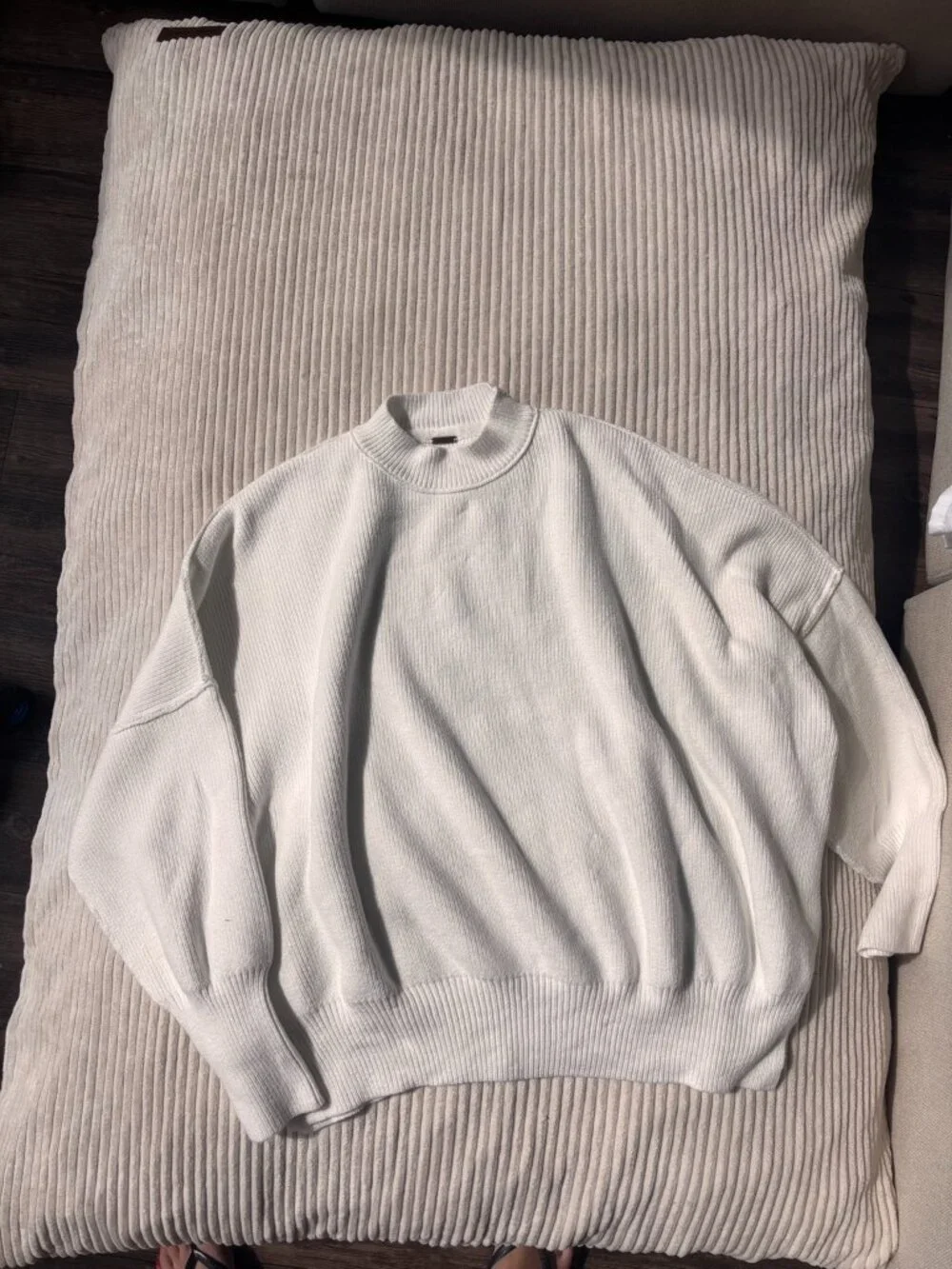 Free People Ribbed Mock Neck Sweater – White